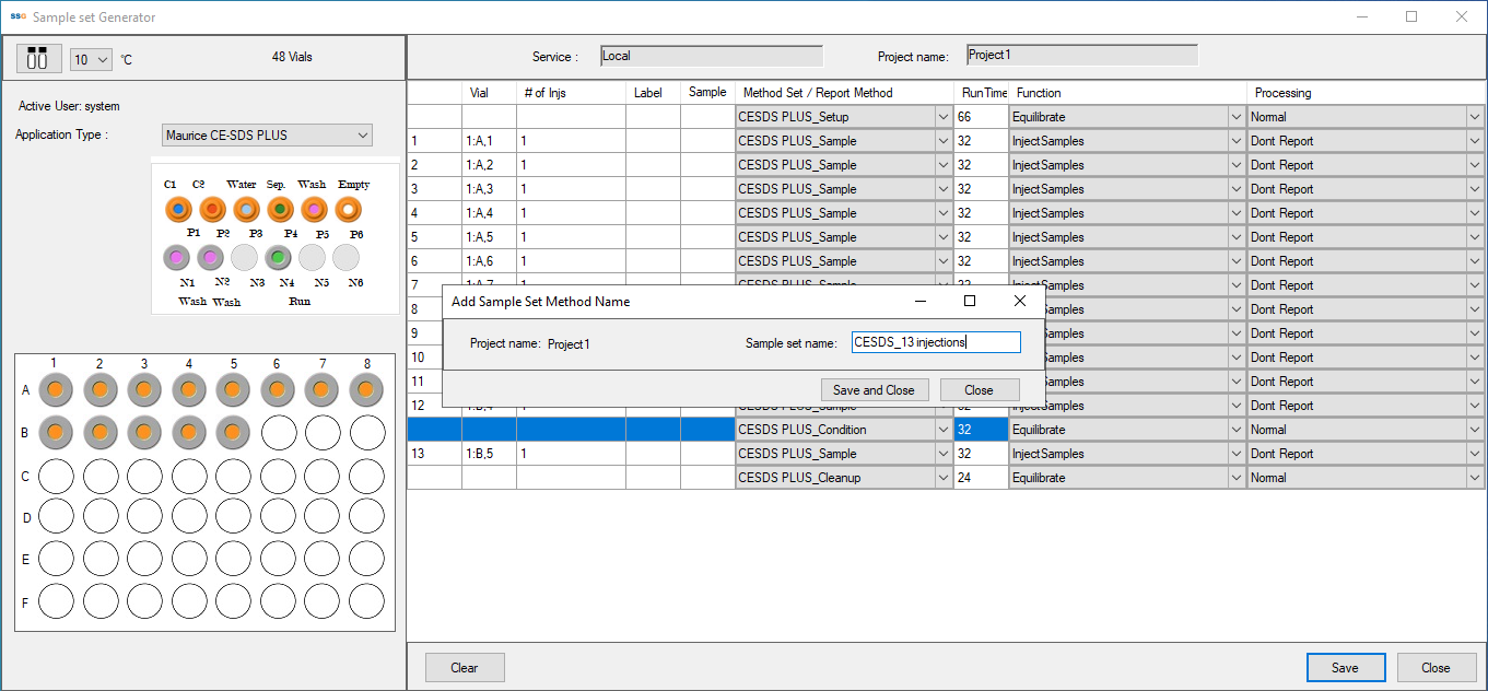 Empower software screenshot showing sample set generator