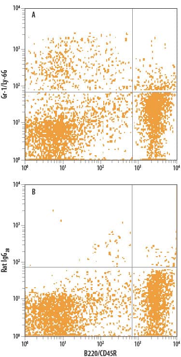 Detection of Gr-1/Ly-6G antibody in Mouse Splenocytes antibody by Flow Cytometry.