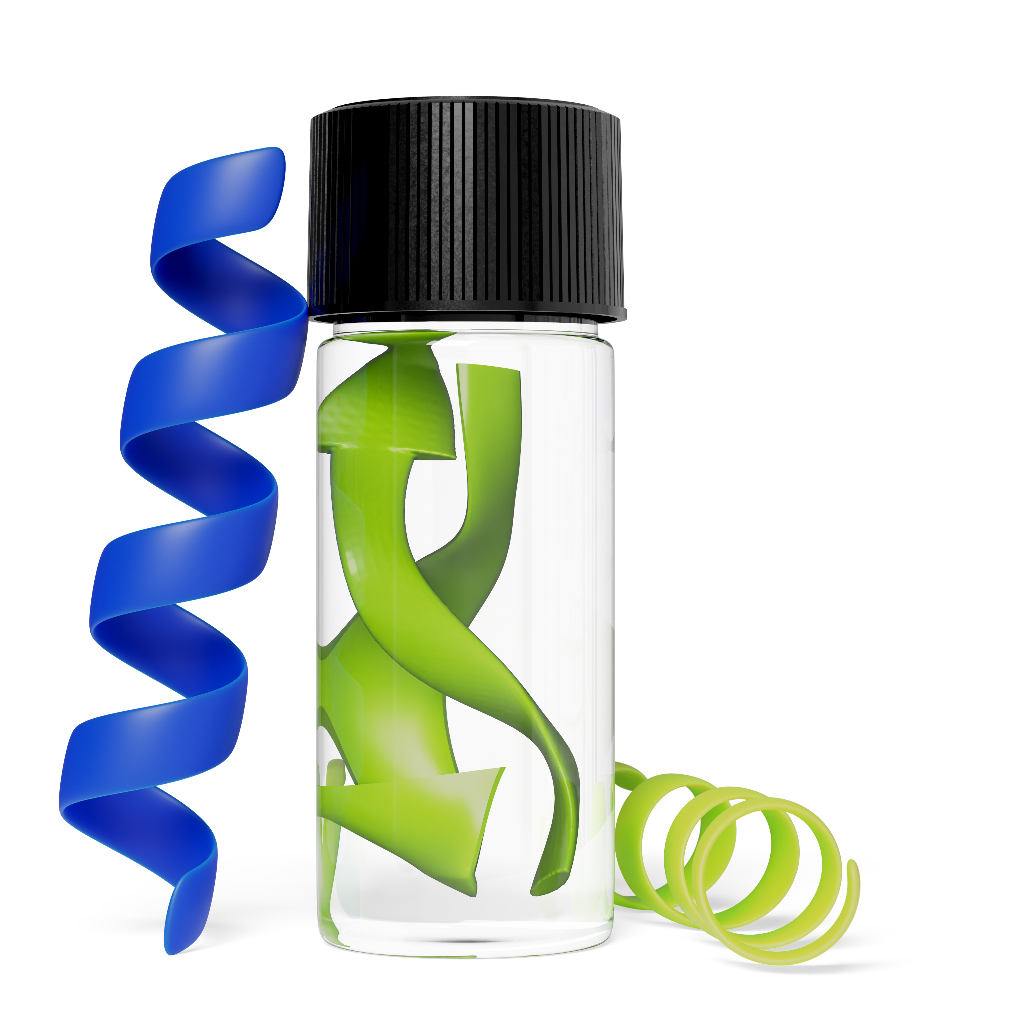 Protein ribbons in vial render