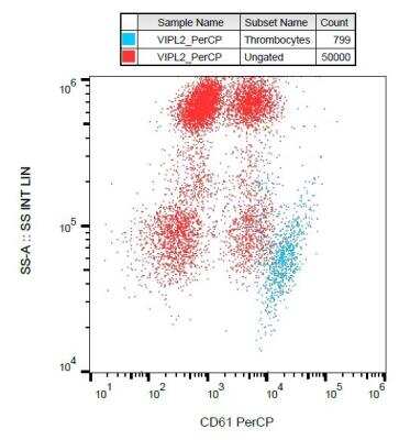 Flow Cytometry: Integrin beta 3/CD61 Antibody (VIPL2) - BSA Free [NBP1-97563]