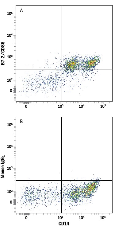 Detection of B7‑2/CD86 antibody in Human PBMCs antibody by Flow Cytometry.