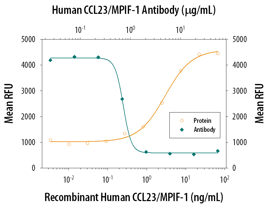 Chemotaxis Induced by CCL23/MPIF‑1 and Neutralization by Human CCL23/MPIF‑1 Antibody.
