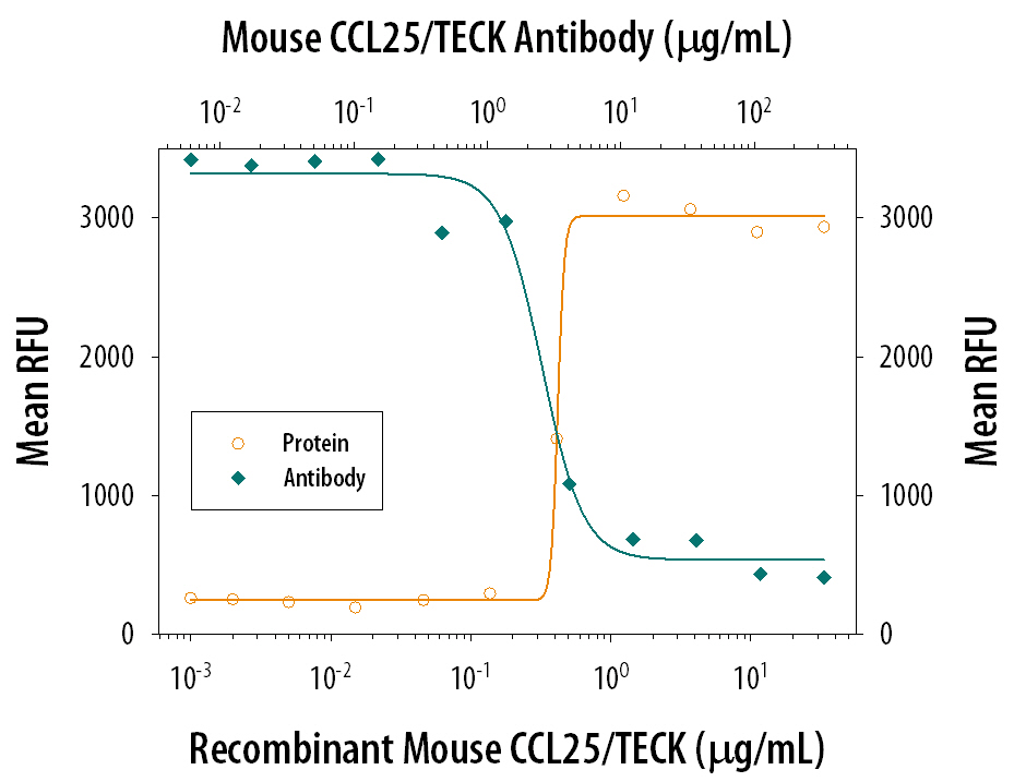 Chemotaxis Induced by CCL25/TECK and Neutralization by Mouse CCL25/TECK Antibody.