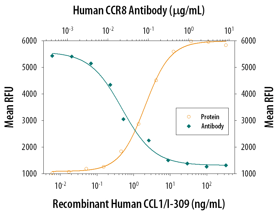 Chemotaxis Induced by CCL1/I‑309 and Neutralization by Human CCR8 Antibody.