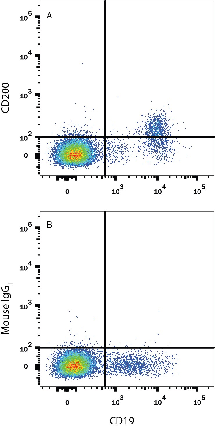 Detection of CD200 antibody in Human Blood Lymphocytes antibody by Flow Cytometry.