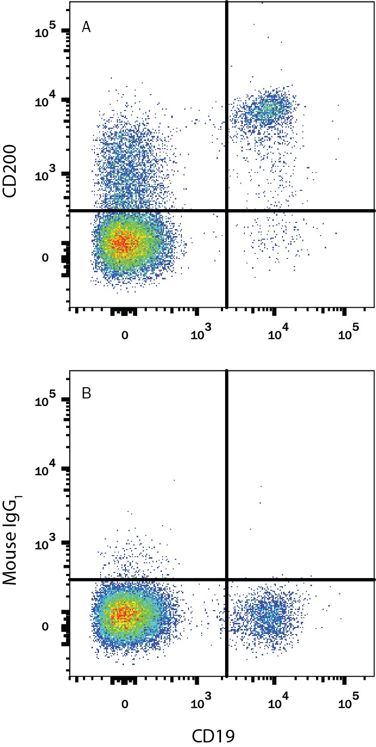 Detection of CD200 antibody in Human Blood Lymphocytes antibody by Flow Cytometry.