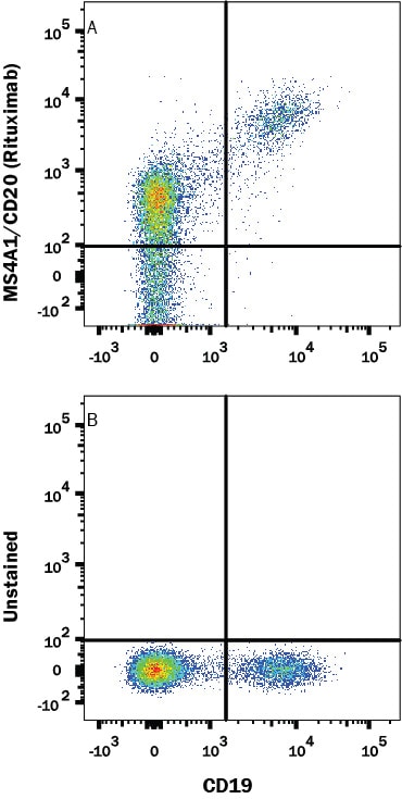 Detection of MS4A1/CD20 antibody in Human PBMCs antibody by Flow Cytometry.