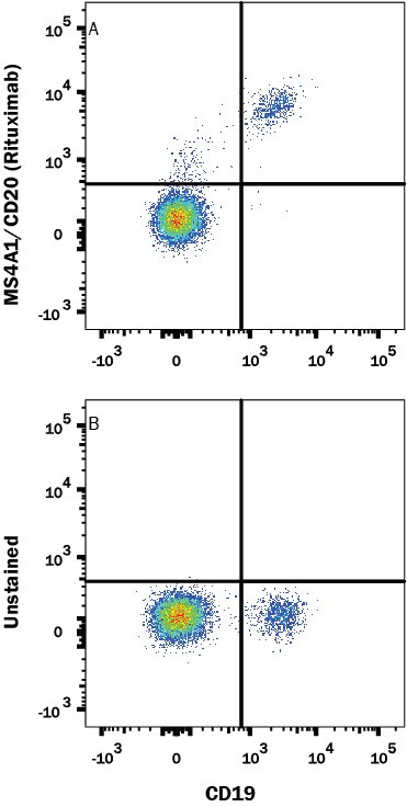 Detection of MS4A1/CD20 antibody in Human PBMCs antibody by Flow Cytometry.