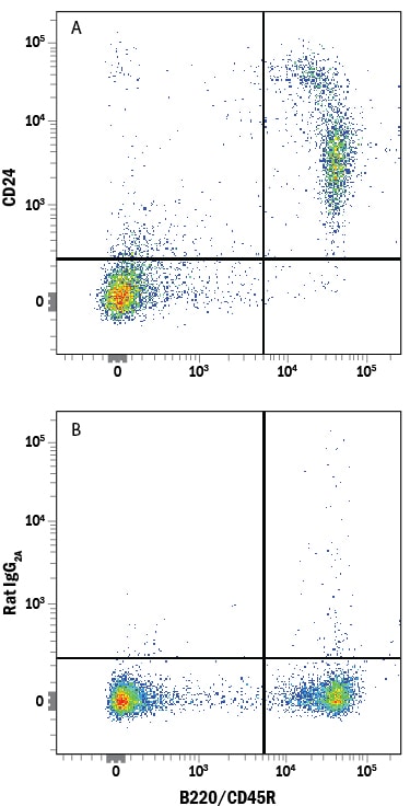 Detection of CD24 antibody in Mouse Splenocytes antibody by Flow Cytometry.