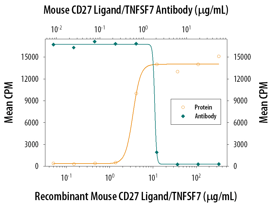 Cell Proliferation Induced by CD27 Ligand/TNFSF7 and Neutralization by Mouse CD27 Ligand/TNFSF7 Antibody.