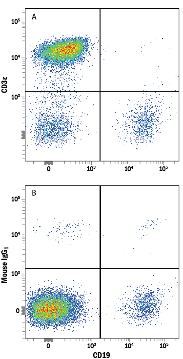 Detection of CD3e antibody in Human Blood Lymphocytes antibody by Flow Cytometry.