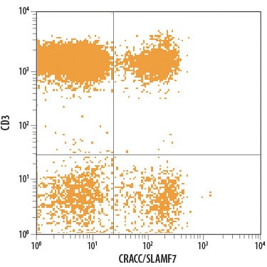 Detection of CRACC/SLAMF7 antibody in Human Blood Lymphocytes antibody by Flow Cytometry.