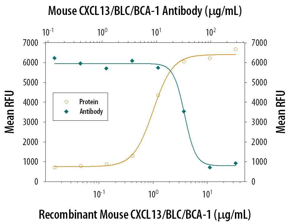 Chemotaxis Induced by CXCL13/BLC/BCA‑1 and Neutralization by Mouse CXCL13/BLC/BCA‑1 Antibody.