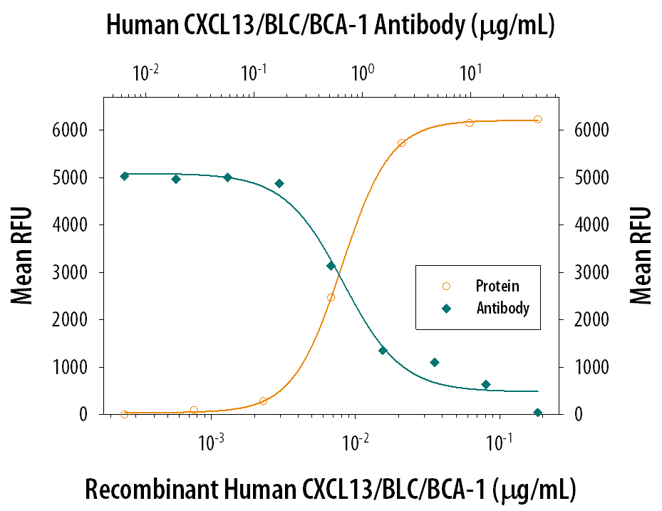 Chemotaxis Induced by CXCL13/BLC/BCA‑1 and Neutralization by Human CXCL13/BLC/BCA‑1 Antibody.