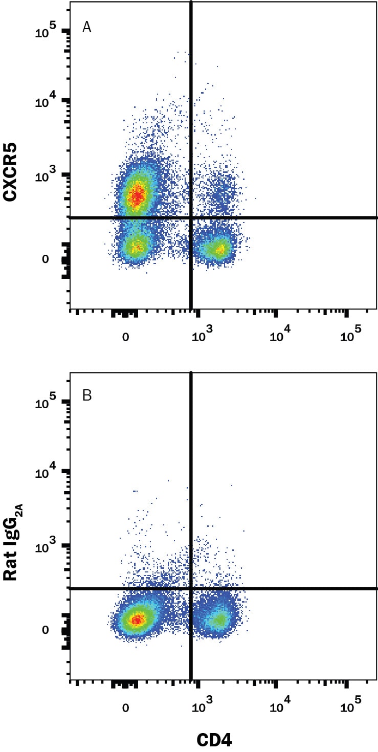Detection of CXCR5 antibody in Mouse T Follicular Helper Cells antibody by Flow Cytometry.