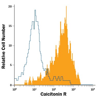 Detection of Calcitonin R antibody in MCF-7 Human Cell Line antibody by Flow Cytometry.
