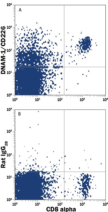 Detection of DNAM-1/CD226 antibody in Mouse Splenoctyes antibody by Flow Cytometry.