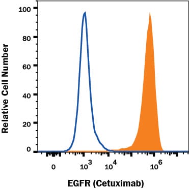 Detection of EGF R/ErbB1 antibody in A431 human epithelial carcinoma cell line antibody by Flow Cytometry.