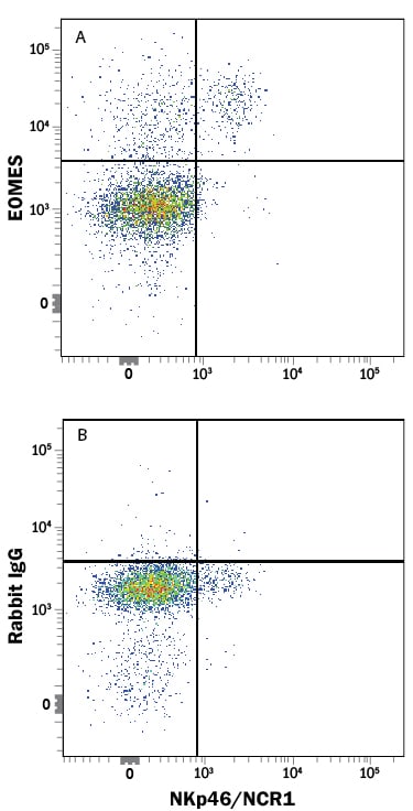 Detection of EOMES antibody in Mouse Splenocytes antibody by Flow Cytometry.