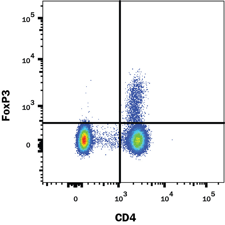 Detection of FoxP3 antibody in Human PBMCs antibody by Flow Cytometry.