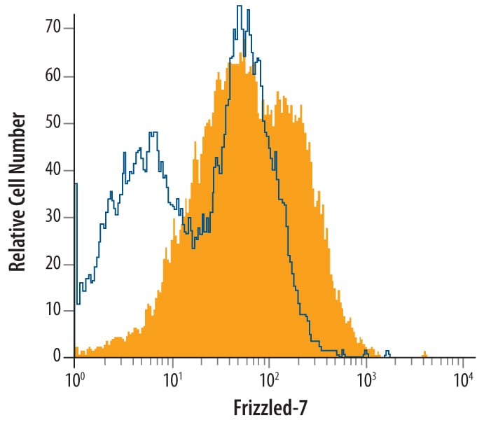 Detection of Frizzled-7 antibody in HEK293 Human Cell Line antibody by Flow Cytometry.