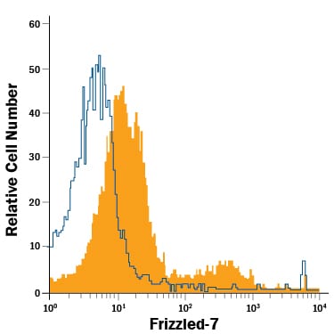 Detection of Frizzled-7 antibody in HEK293 Human Cell Line antibody by Flow Cytometry.