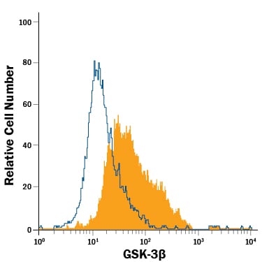 Detection of GSK-3 beta  antibody in HeLa Human Cell Line antibody by Flow Cytometry.
