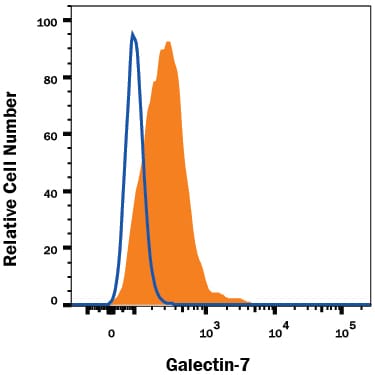 Detection of Galectin-7 antibody in A431 Human Cell Line antibody by Flow Cytometry.