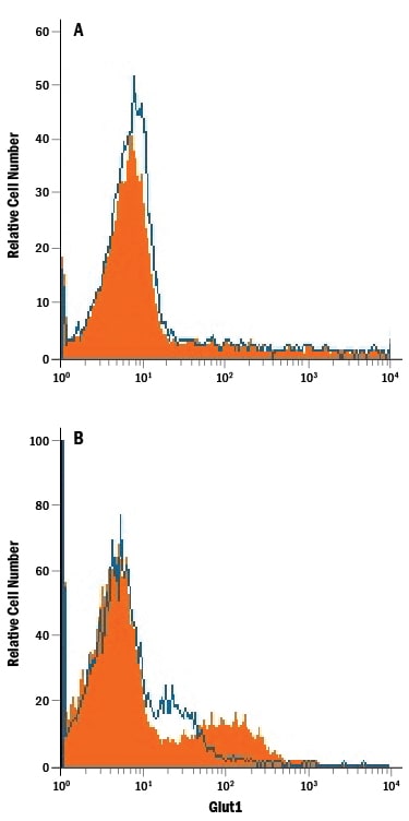 Detection of Glut1 antibody in Jurkat Human Cell Line antibody by Flow Cytometry.