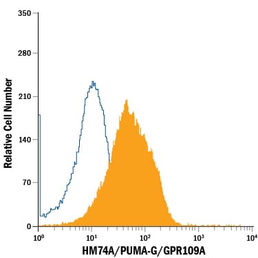 Detection of HM74A/PUMA-G/GPR109A antibody in Human Blood Neutrophils antibody by Flow Cytometry.