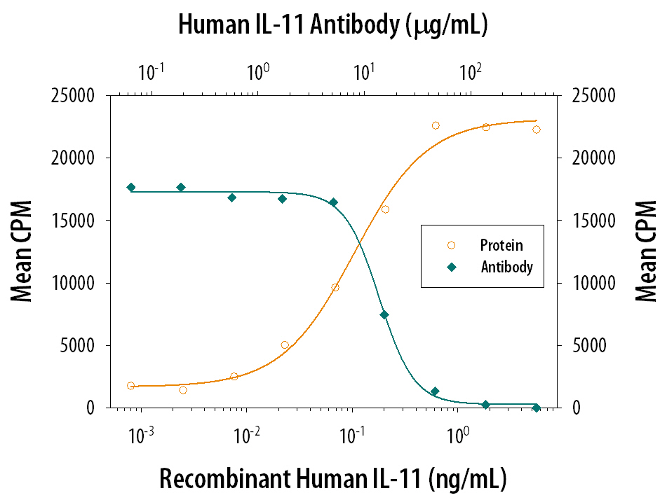 Cell Proliferation Induced by IL‑11 and Neutralization by Human IL‑11 Antibody.