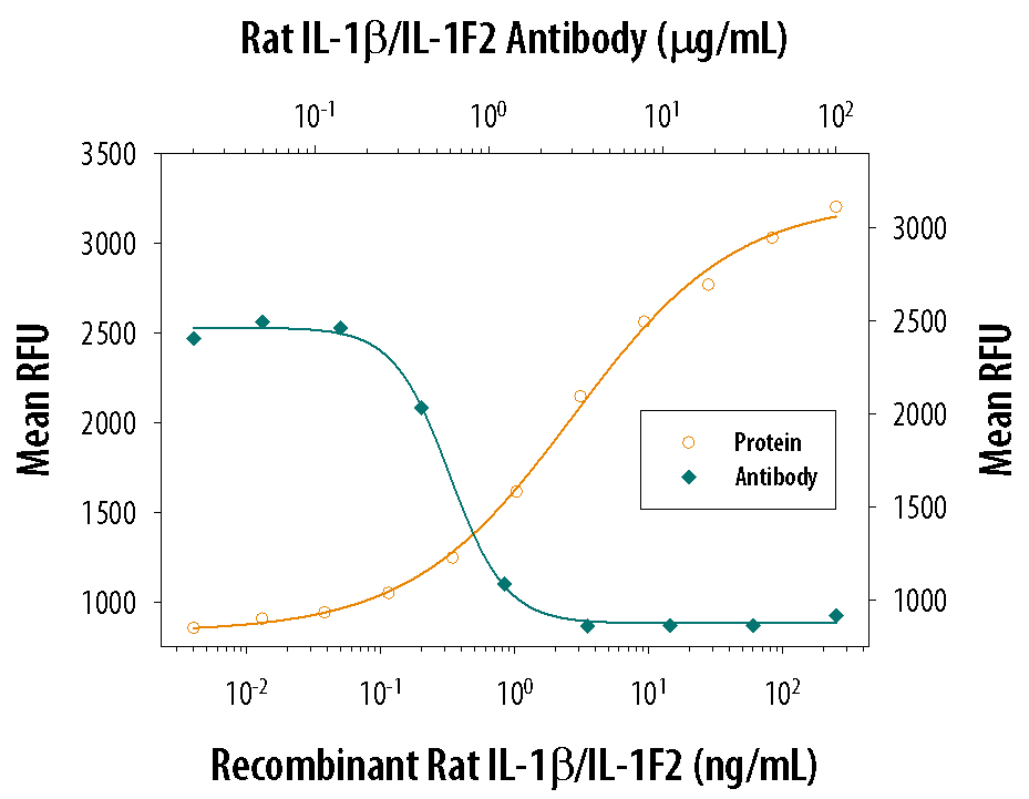 Cell Proliferation Induced by IL‑1 beta /IL‑1F2 and Neutralization by Rat IL‑1 beta /IL‑1F2 Antibody.