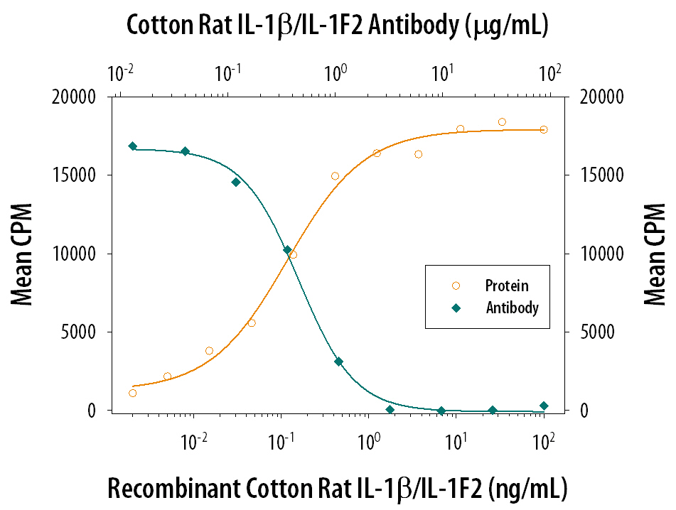 Cell Proliferation Induced by IL‑1 beta /IL‑1F2 and Neutral-ization by Cotton Rat IL‑1 beta / IL‑1F2 Antibody.