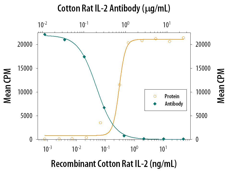 Cell Proliferation Induced by IL‑2 and Neutralization by Cotton Rat IL‑2 Antibody.
