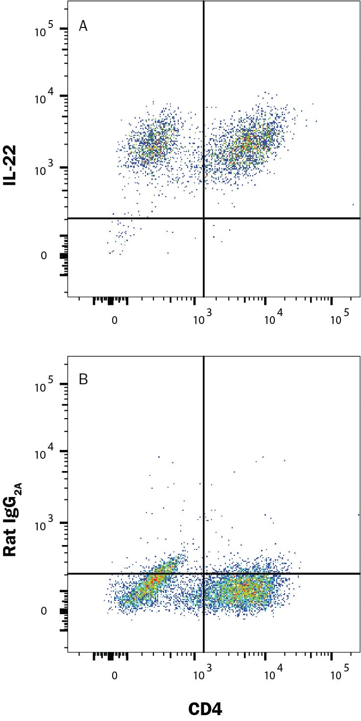 Detection of IL-22 antibody in Mouse Th17 Splenocytes antibody by Flow Cytometry.