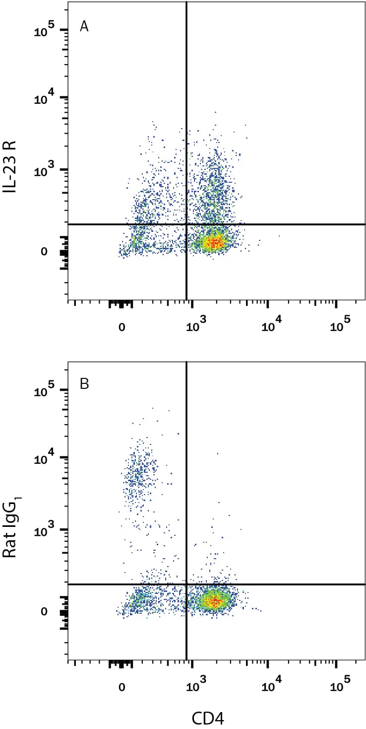 Detection of IL-23 R antibody in Mouse Splenocytes antibody by Flow Cytometry.