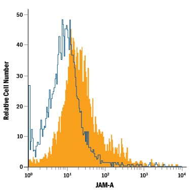 Detection of JAM‑A antibody in MCF‑7 Human Cell Line antibody by Flow Cytometry.