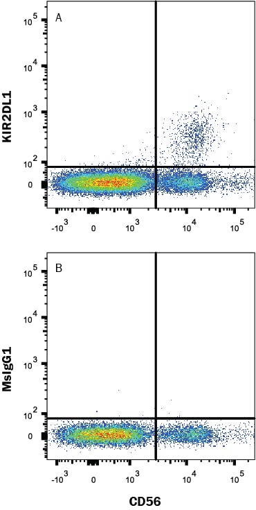 Detection of KIR2DL1/KIR2DS5 antibody in Human PBMCs antibody by Flow Cytometry.