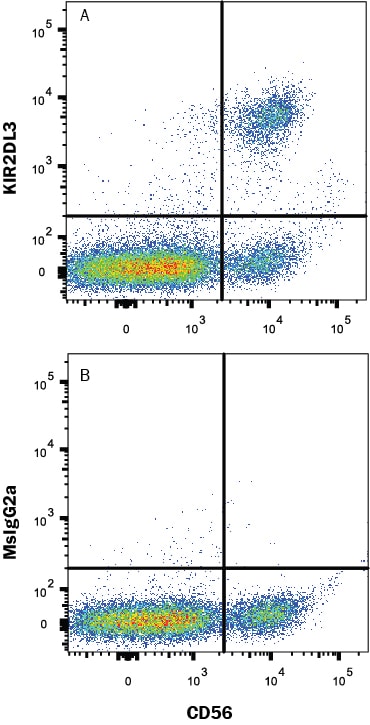 Detection of KIR2DL3/CD158b2 antibody in Human PBMCs antibody by Flow Cytometry.