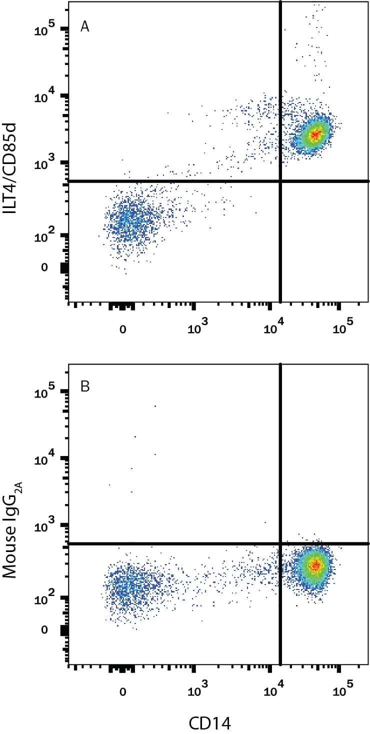 Detection of LILRB2/CD85d/ILT4 antibody in Human PBMCs antibody by Flow Cytometry.