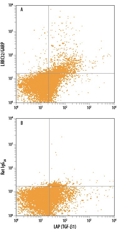 Detection of LRRC32/GARP antibody in Human PBMCs stimulated to induce Tregs antibody by Flow Cytometry.