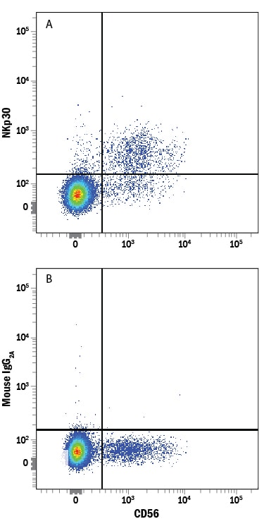 Detection of NKp30/NCR3 antibody in Human PBMCs antibody by Flow Cytometry.