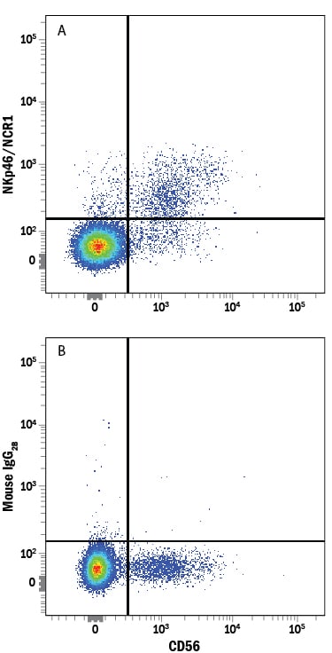 Detection of NKp46/NCR1 antibody in Human PBMCs antibody by Flow Cytometry.