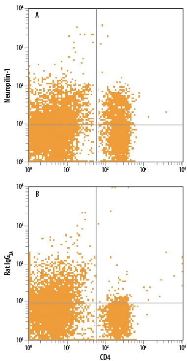Detection of Neuropilin-1 antibody in Mouse Splenocytes antibody by Flow Cytometry.