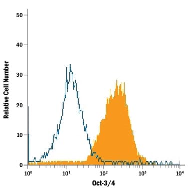 Detection of Oct‑3/4 antibody in BG01V Human Cells antibody by Flow Cytometry.