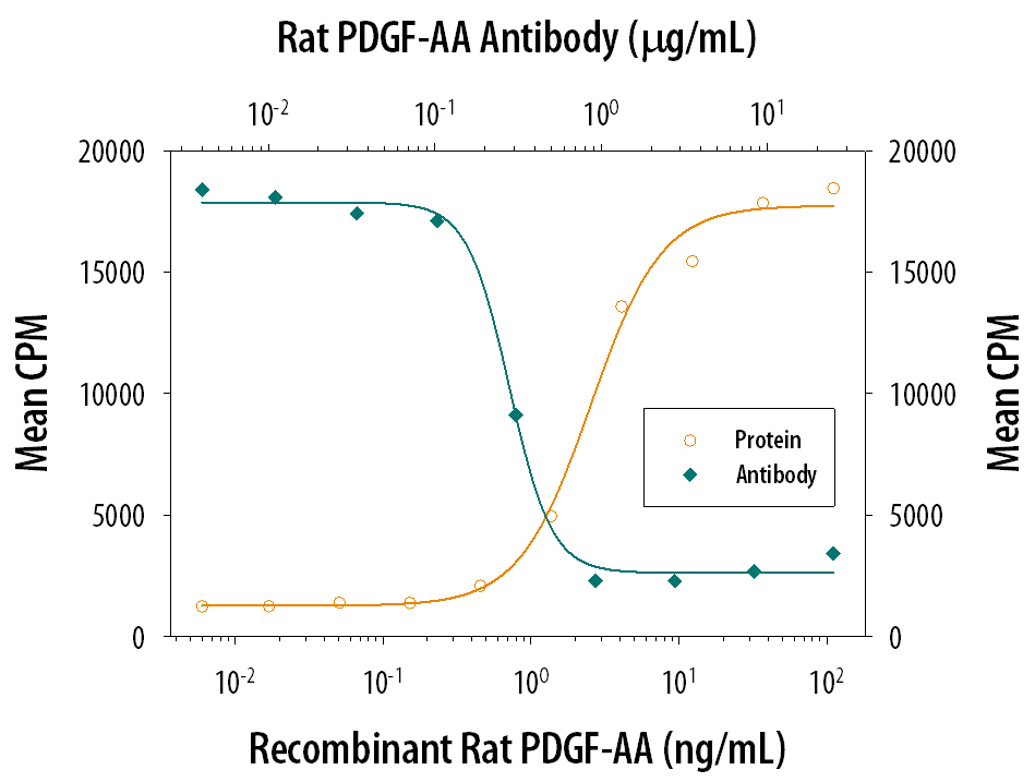 Cell Proliferation Induced by PDGF‑AA and Neutralization by Rat PDGF‑AA Antibody.