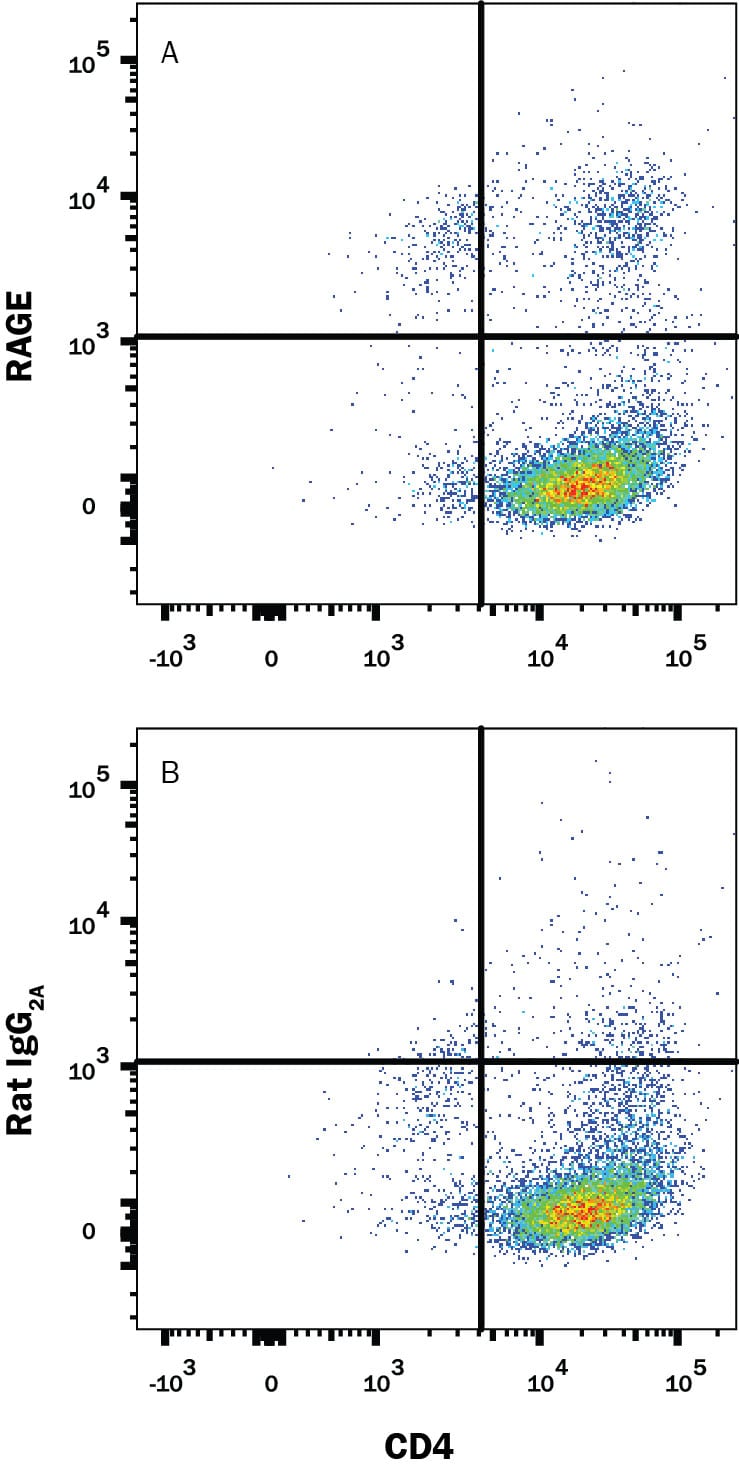 Detection of RAGE antibody in Mouse Splenocytes antibody by Flow Cytometry.