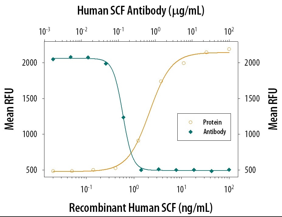 Cell Proliferation Induced by SCF/c‑kit Ligand and Neutralization by Human SCF/c‑kit Ligand Antibody.