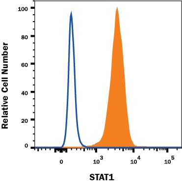 Detection of STAT1 antibody in HeLa Human Cell Line antibody by Flow Cytometry.