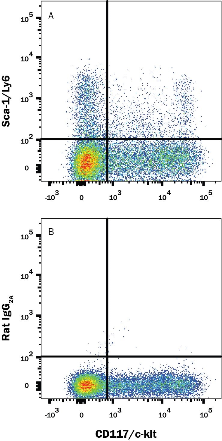Detection of Sca-1/Ly6 antibody in Mouse Splenocytes antibody by Flow Cytometry.
